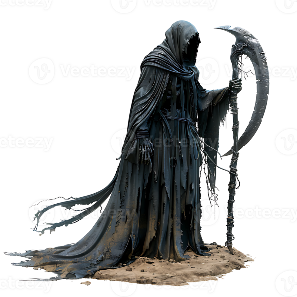 Grim reaper scythe on isolated transparent background png