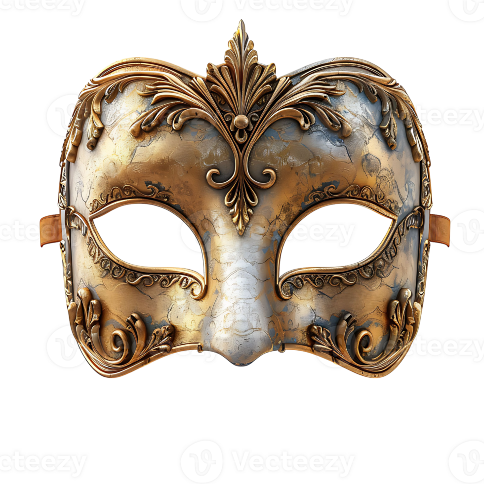 Golden opera mask on isolated transparent background png