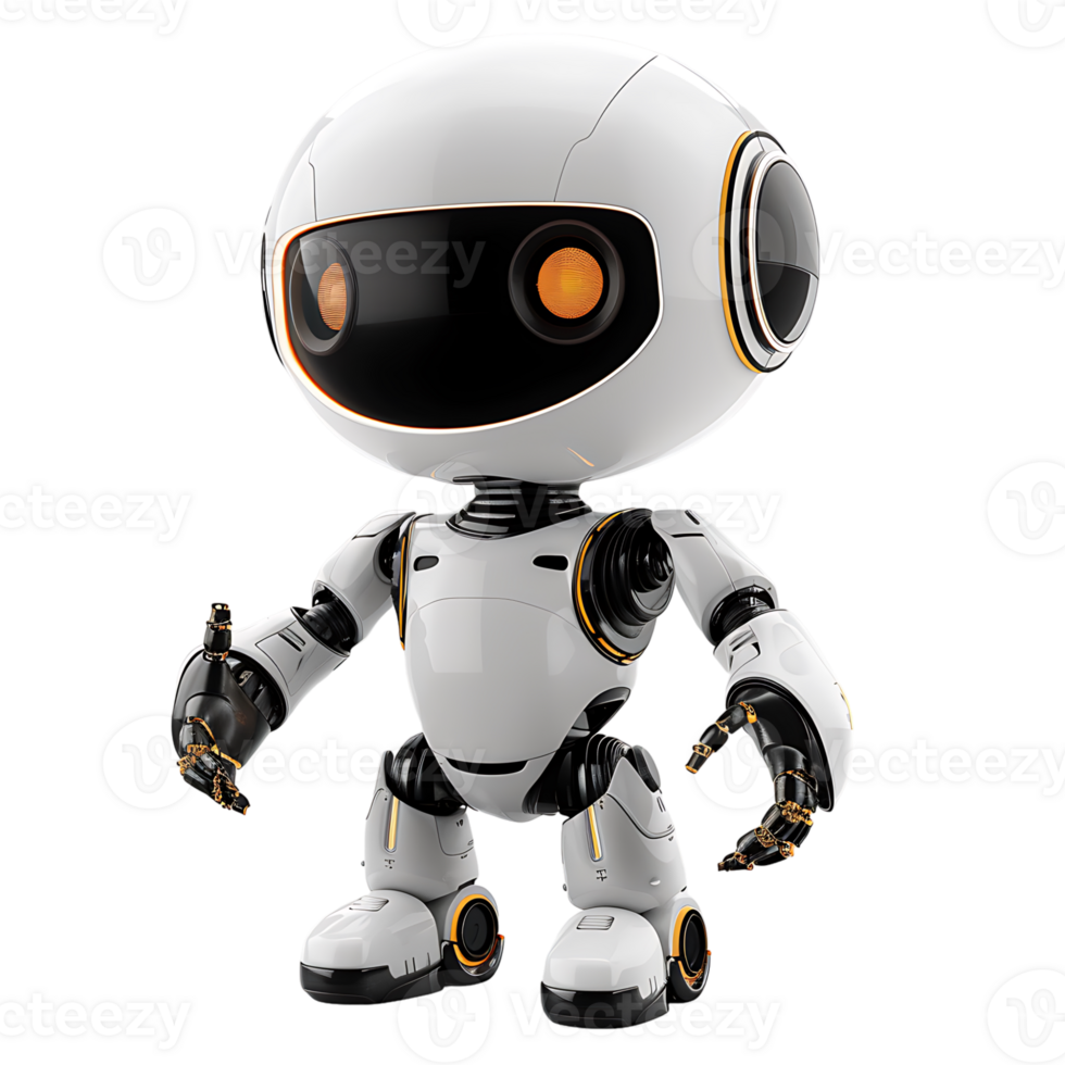 Cute ai robot chatbot on isolated transparent background png