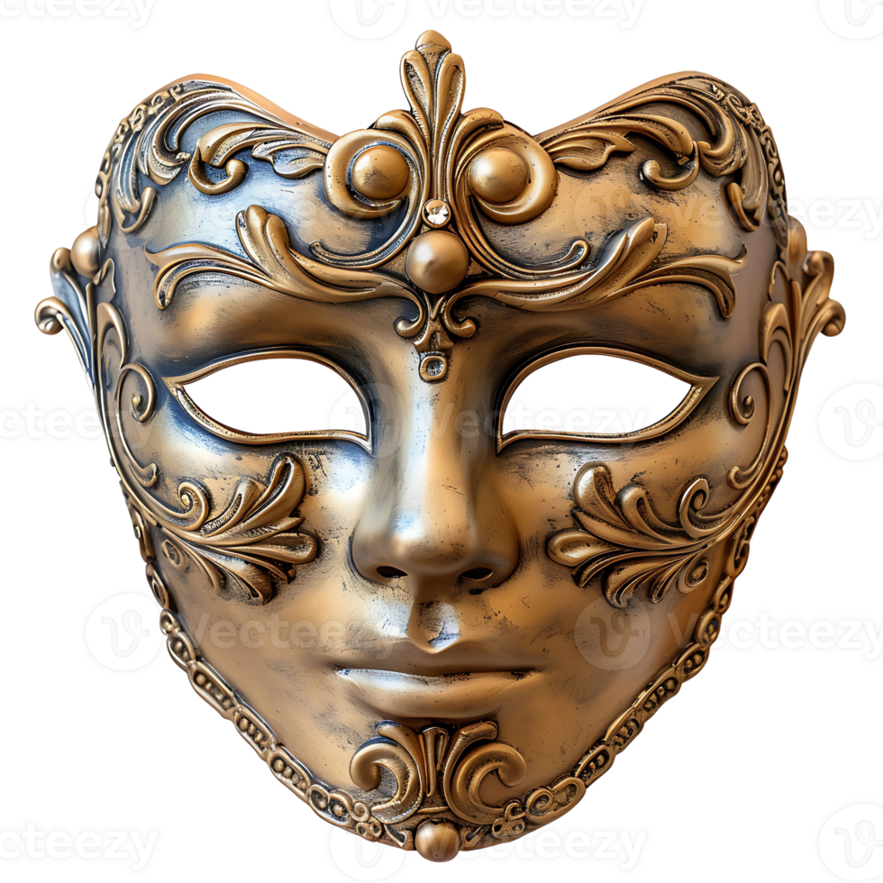 Golden opera mask on isolated transparent background png