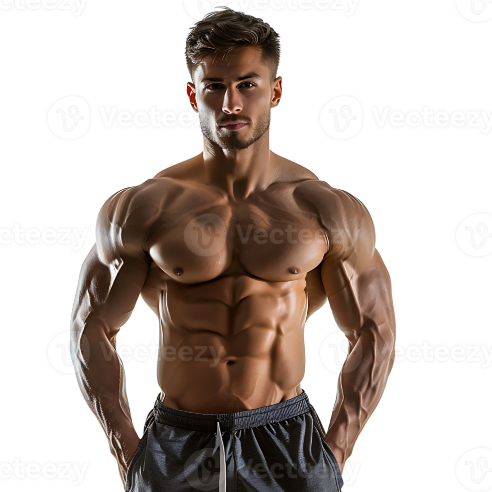 Handsome muscular guy on isolated transparent background png