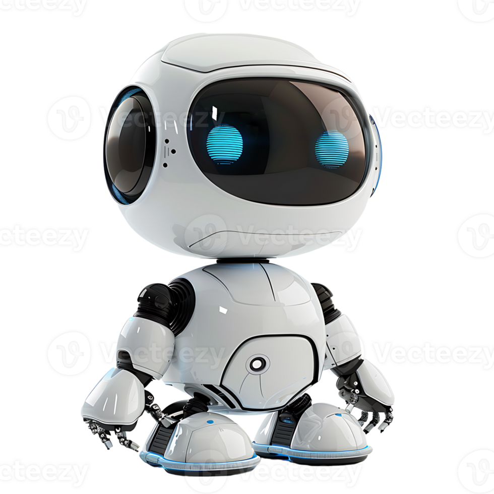 Cute ai robot chatbot on isolated transparent background png