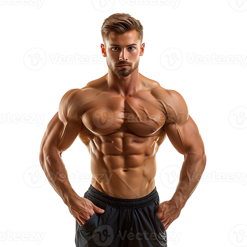 Handsome muscular guy on isolated transparent background png