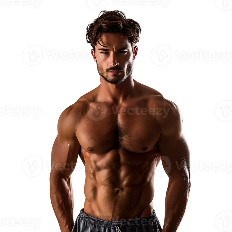 Handsome muscular guy on isolated transparent background png