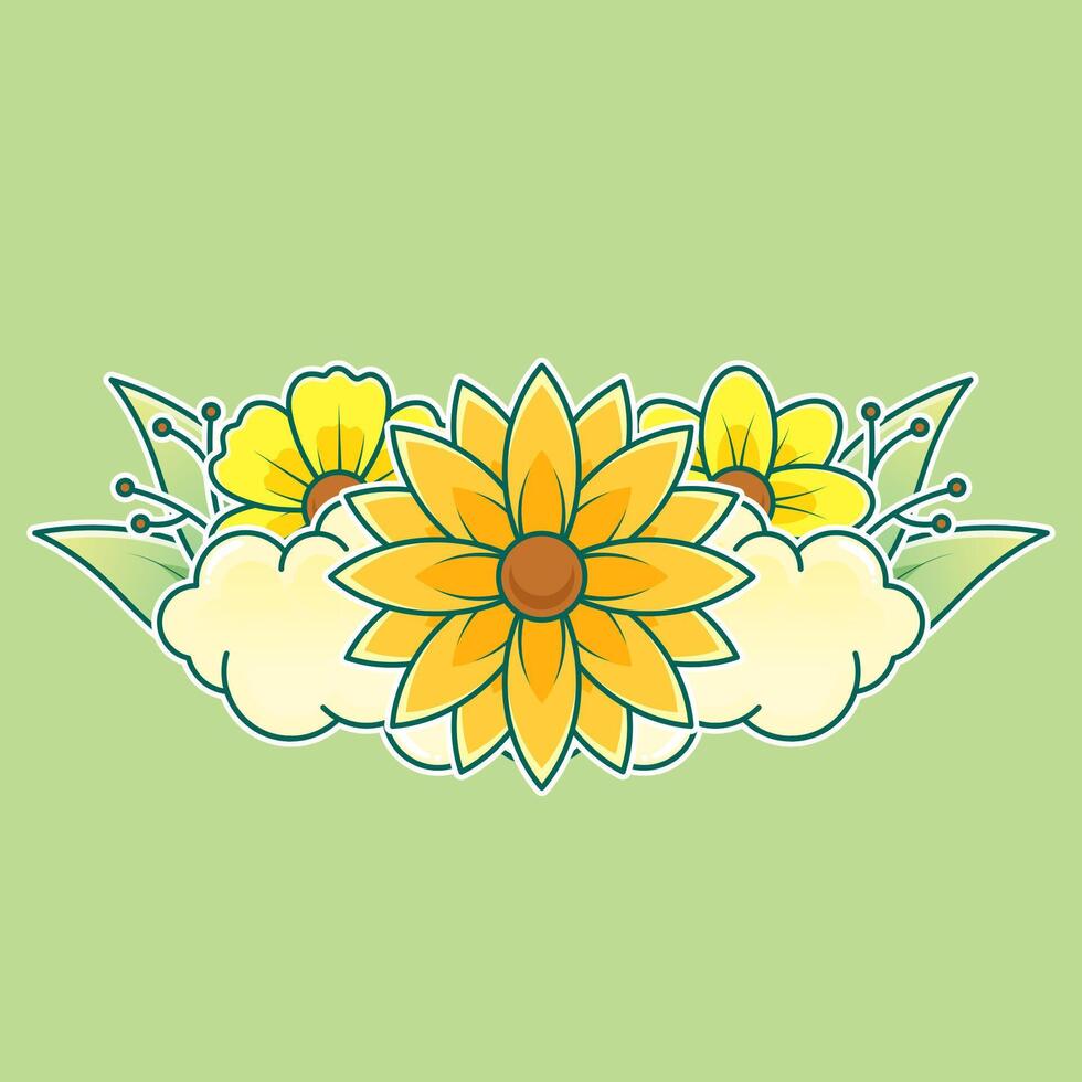 sunflower with garden logo ornament design vector