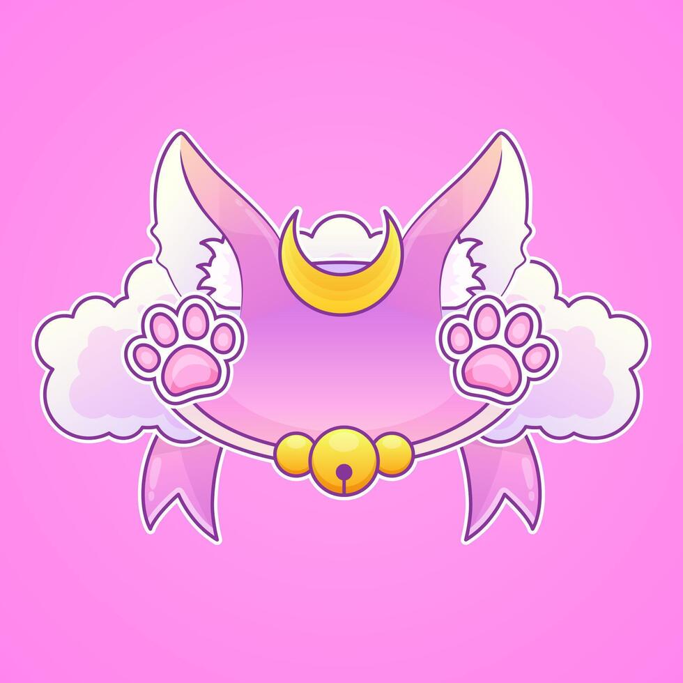 cute pink cat logo ornament design vector
