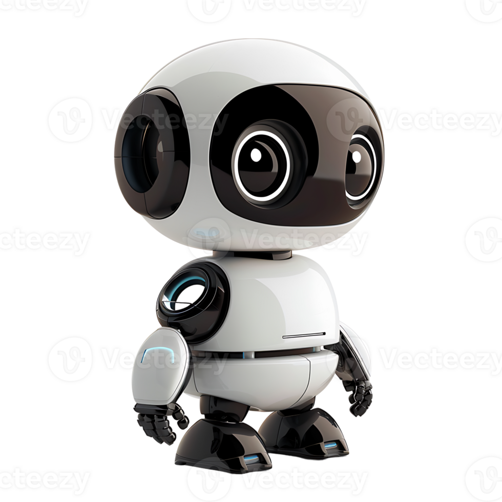 Cute ai robot chatbot on isolated transparent background png