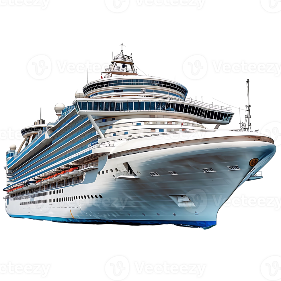 Cruise ship side view on isolated transparent background png