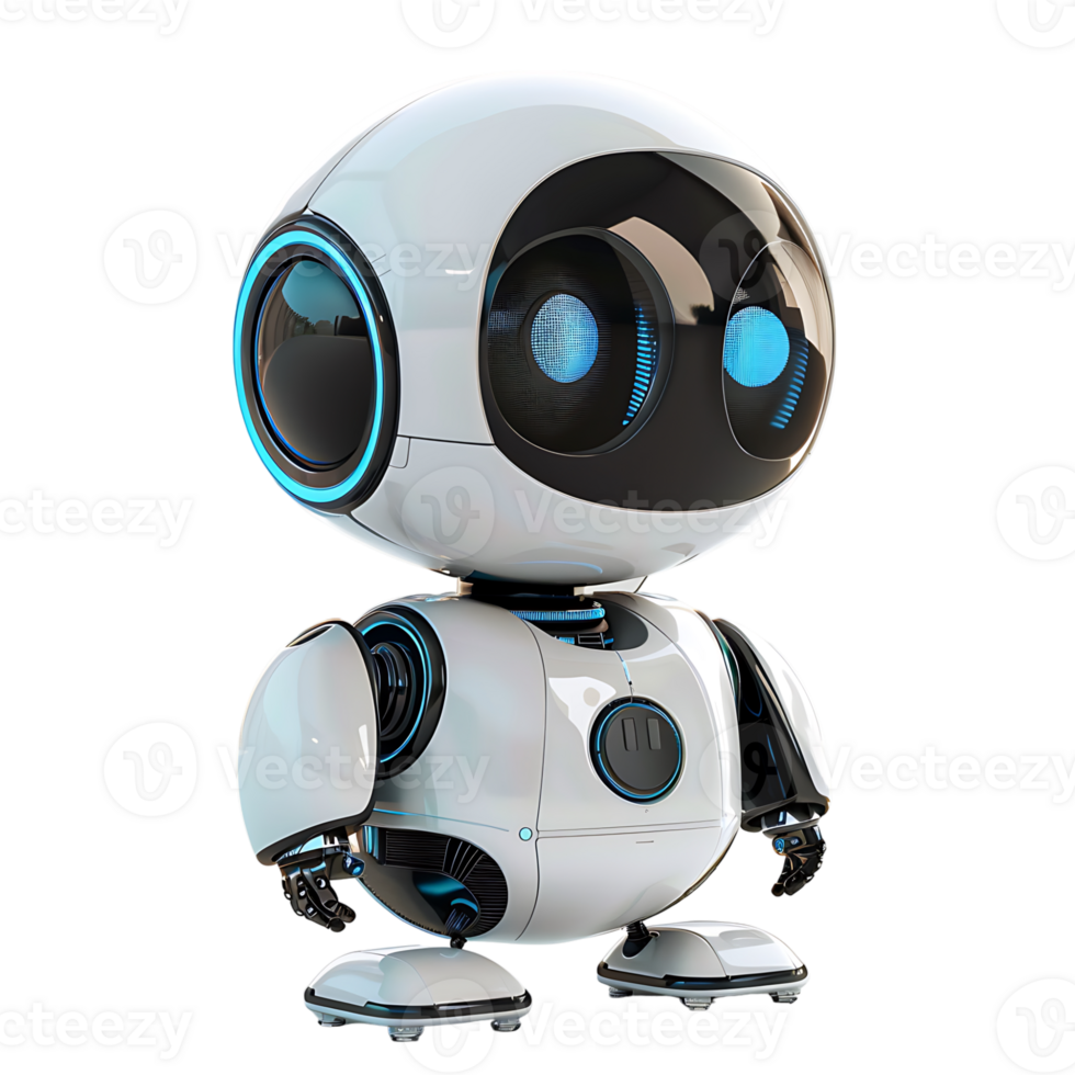 Cute ai robot chatbot on isolated transparent background png