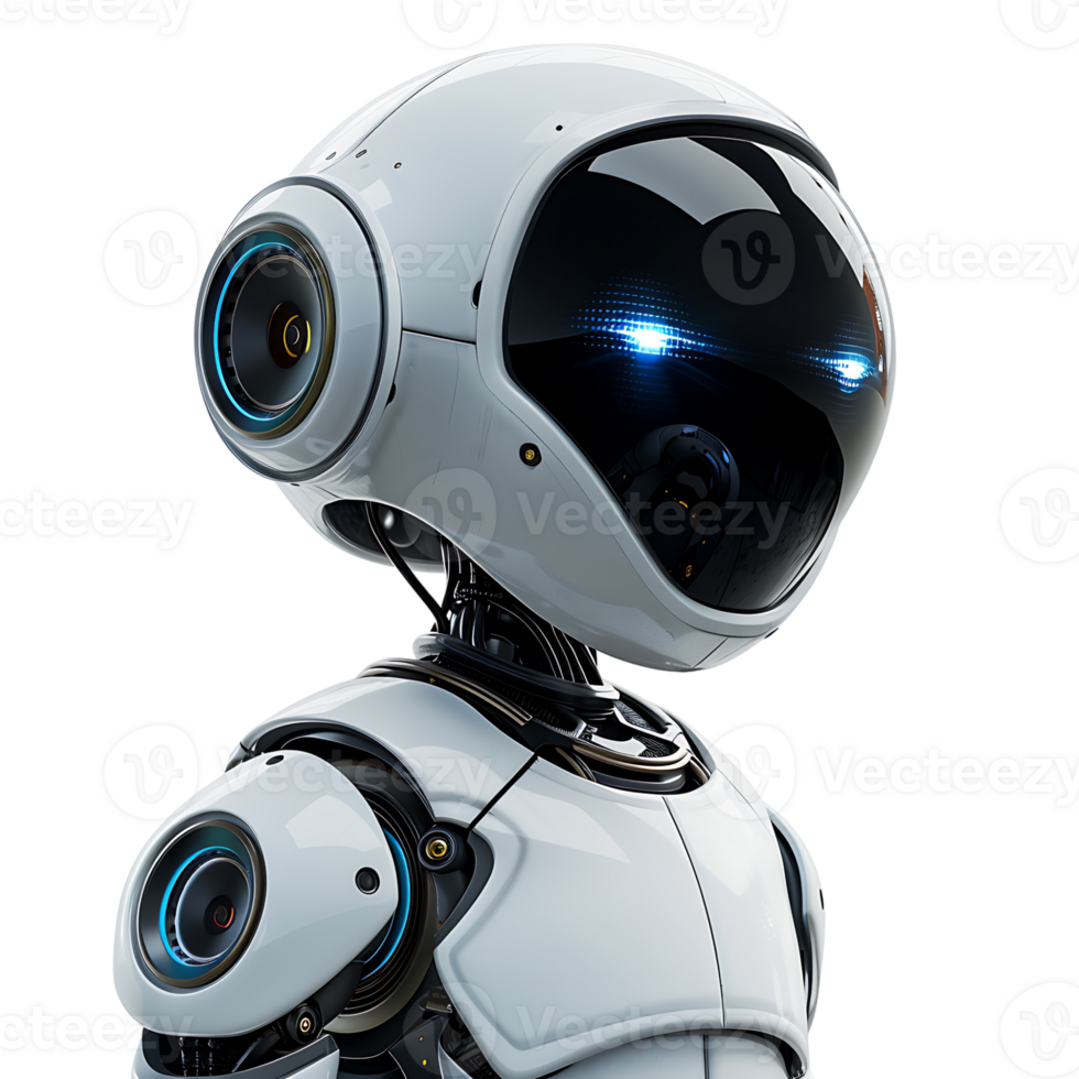 Cute ai robot chatbot on isolated transparent background png