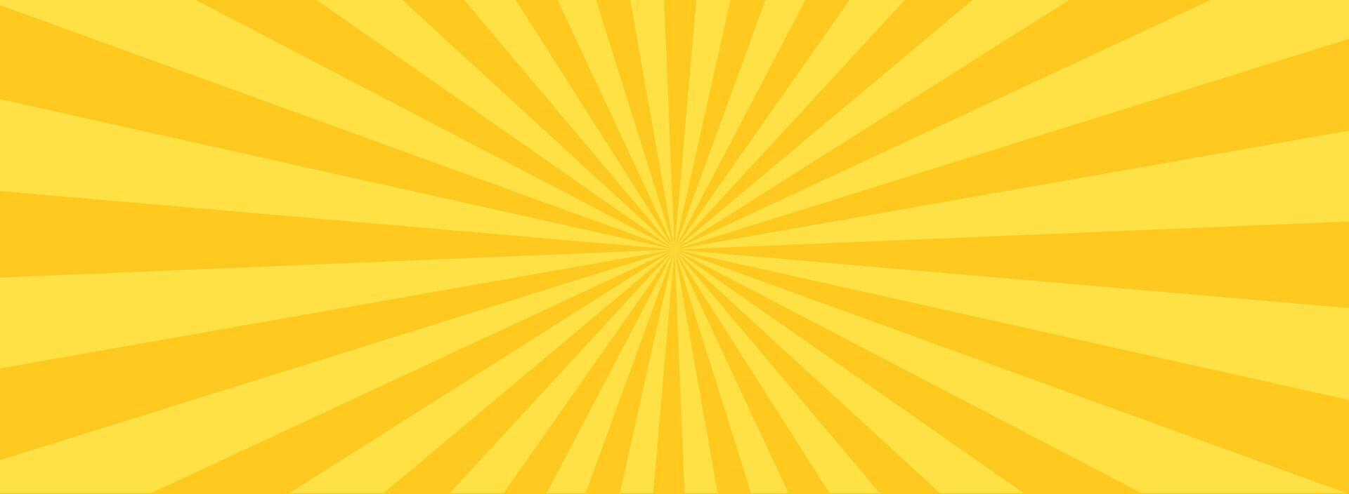 Yellow banner with Sun rays, lines background, light vector