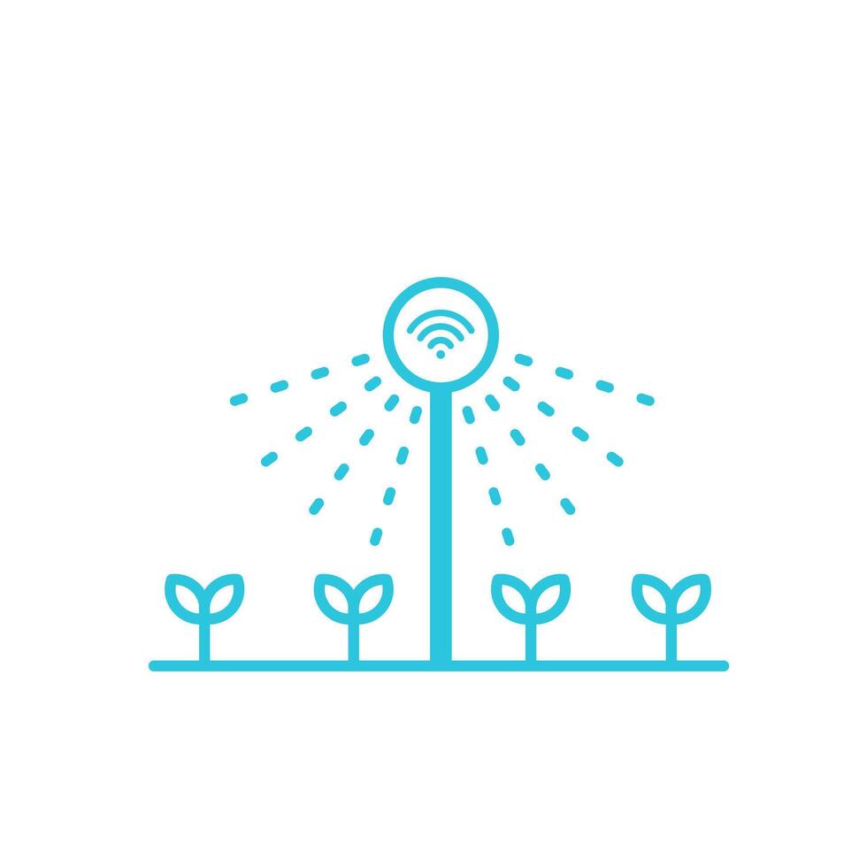 Watering smart irrigation system icon. Isolated on white background. From blue icon set. vector