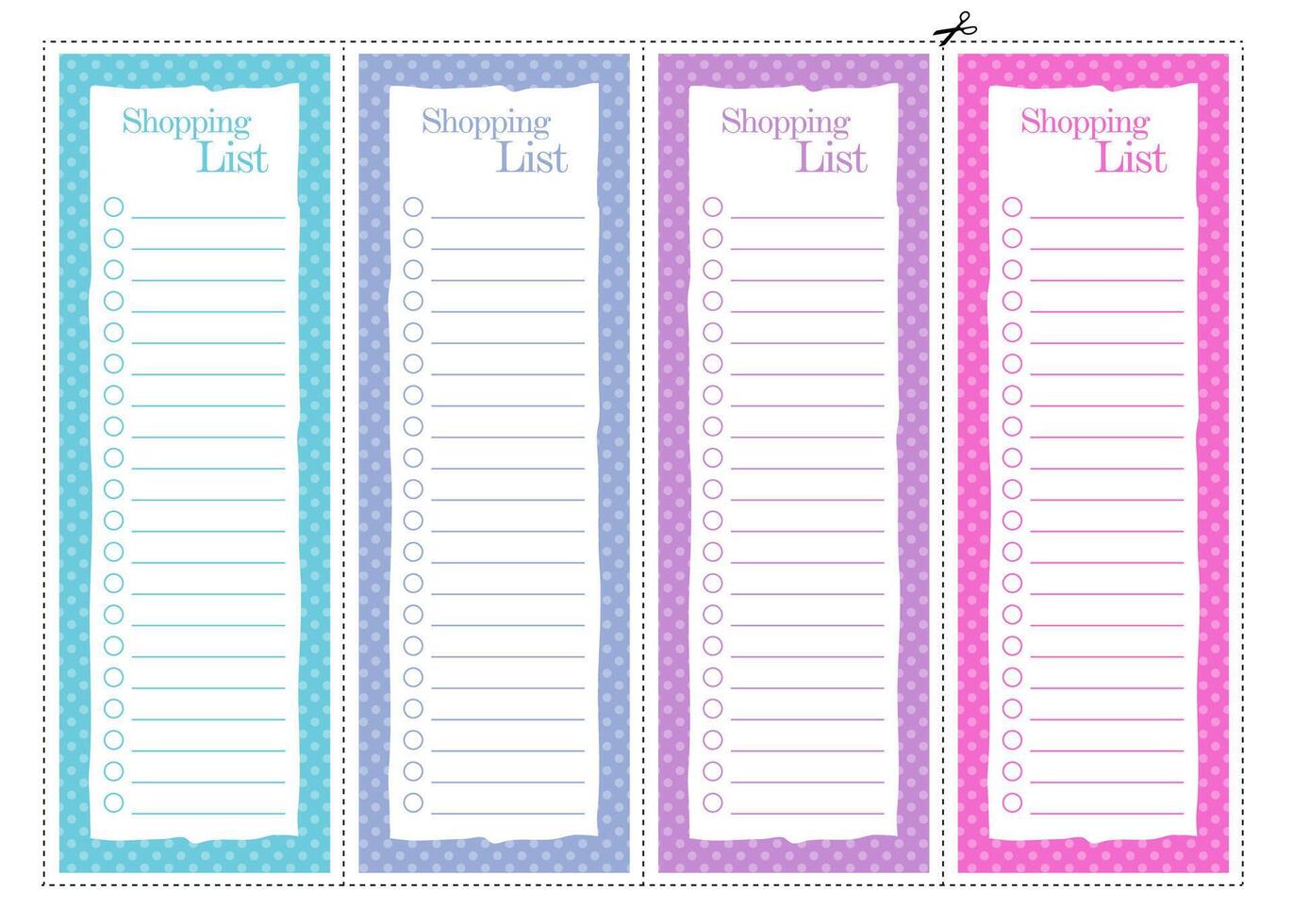 Shopping list template, printable, print and cut vector