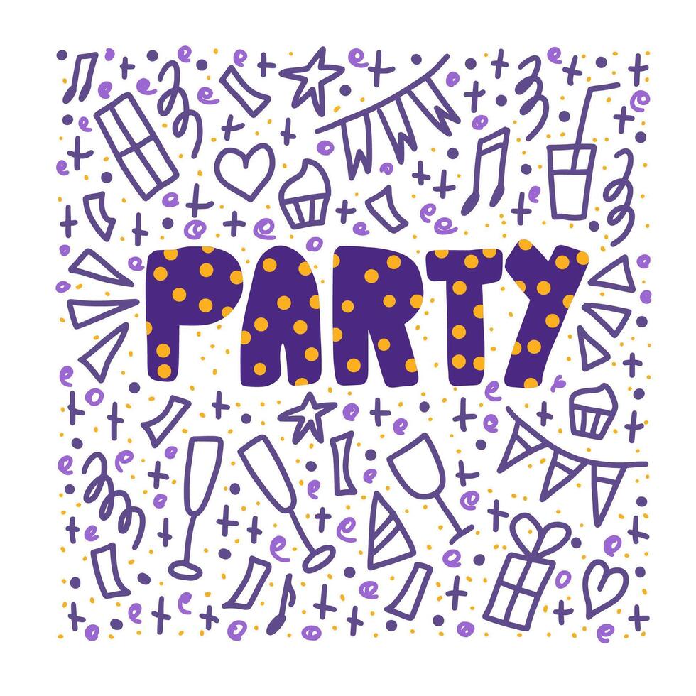 Party poster with lettering. illustration. vector