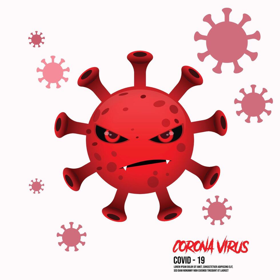 Angry illustration red character of corona viruses with modern design character. eps 10 vector