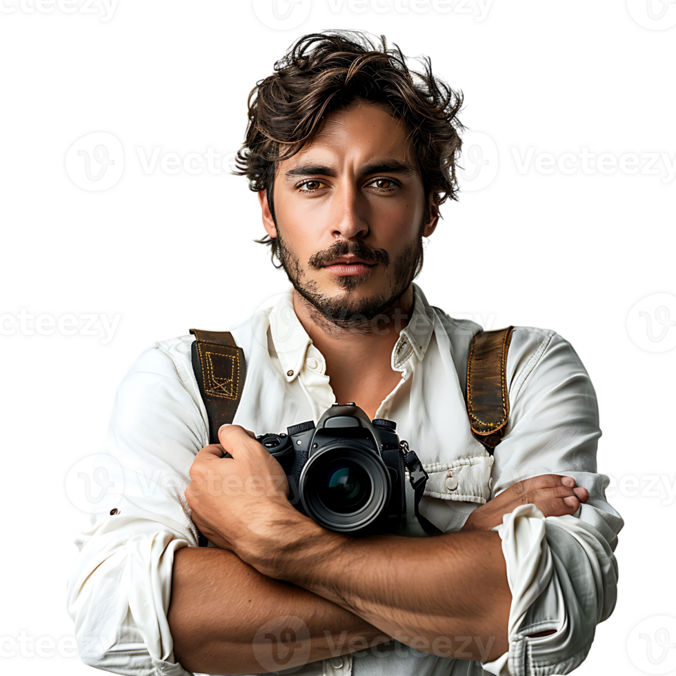 Male photographer on isolated transparent background png