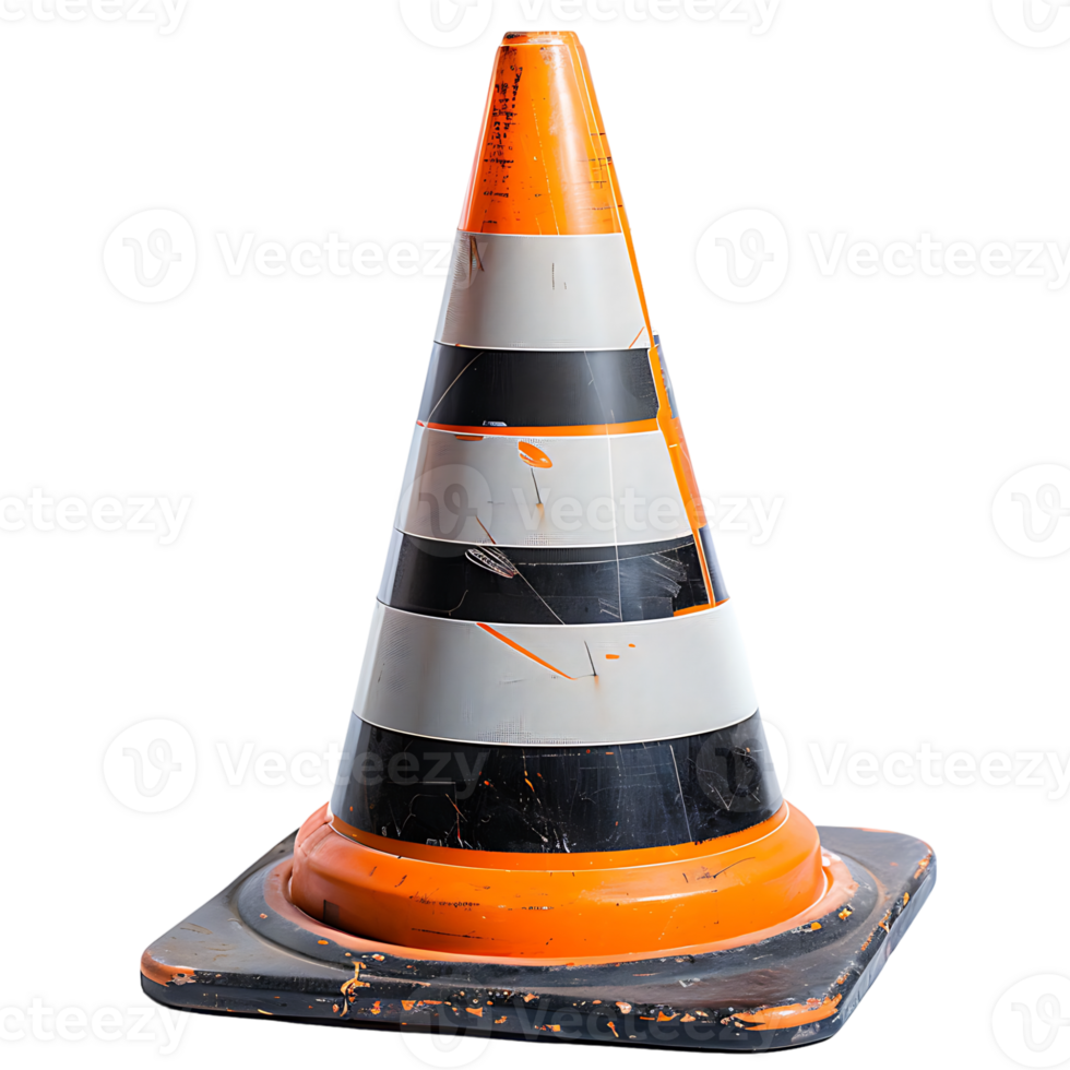 Traffic cone on isolated transparent background png