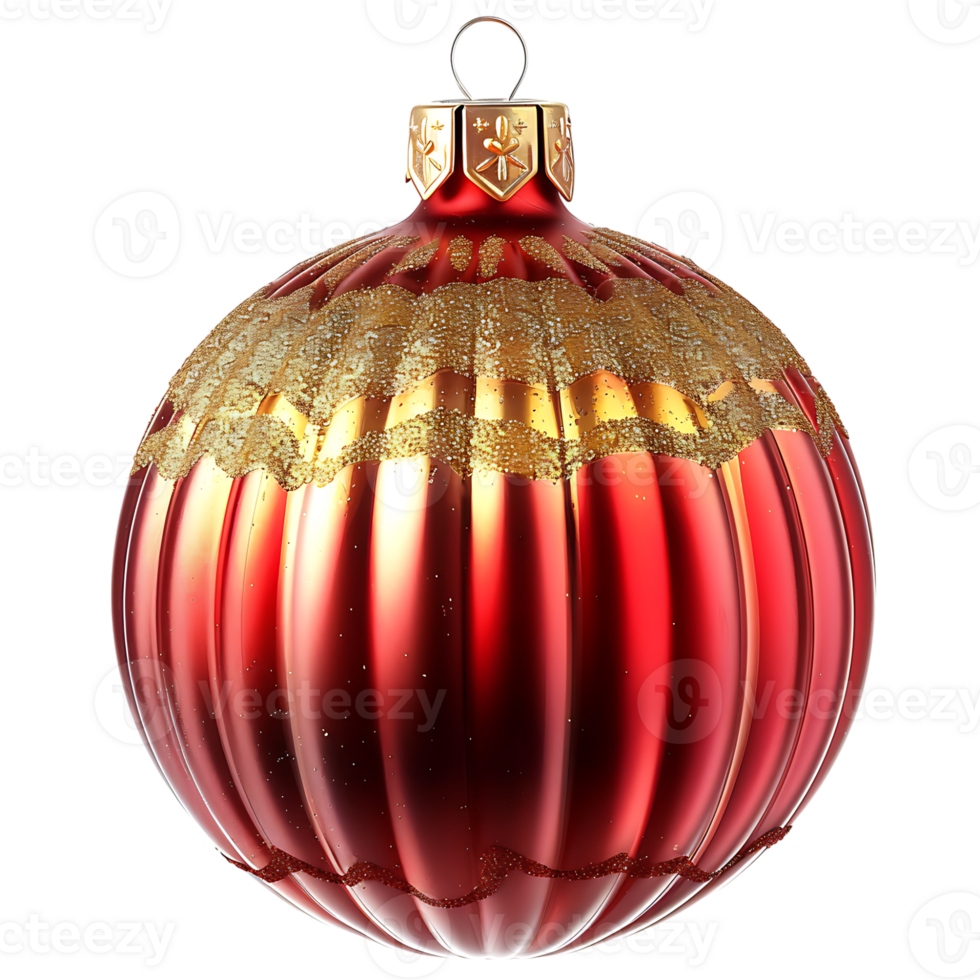 Ribbed christmas balls on isolated transparent background png