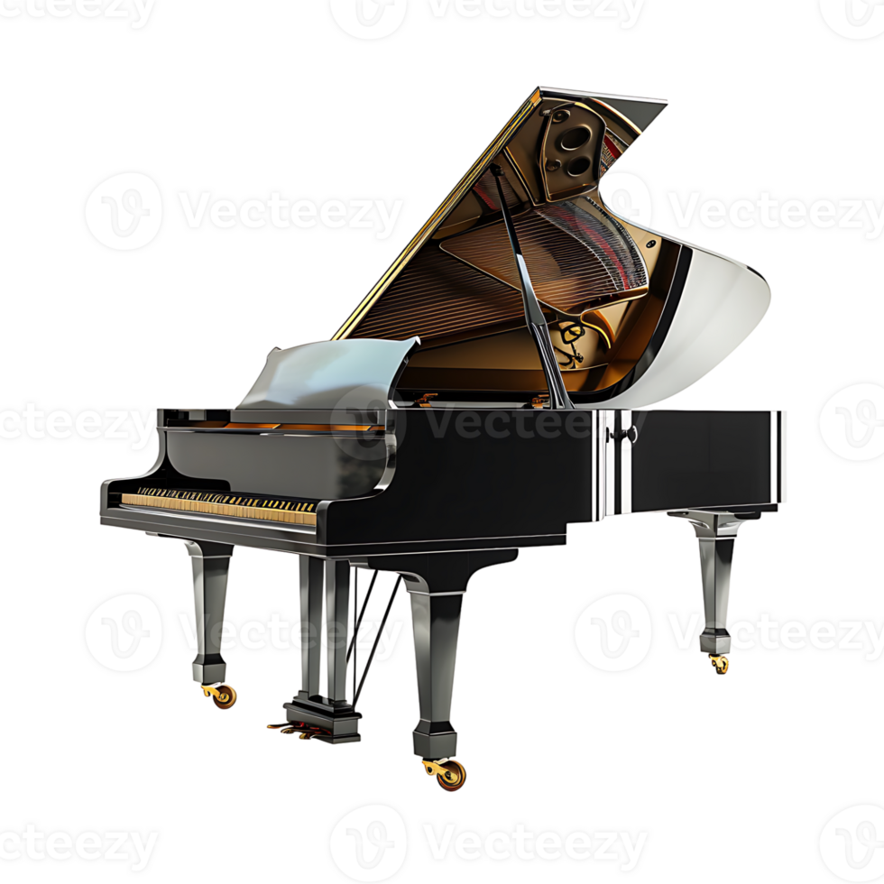 Grand piano on isolated transparent background png