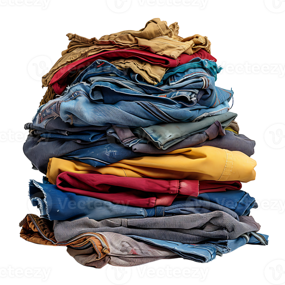 Pile of dirty clothes on isolated transparent background png