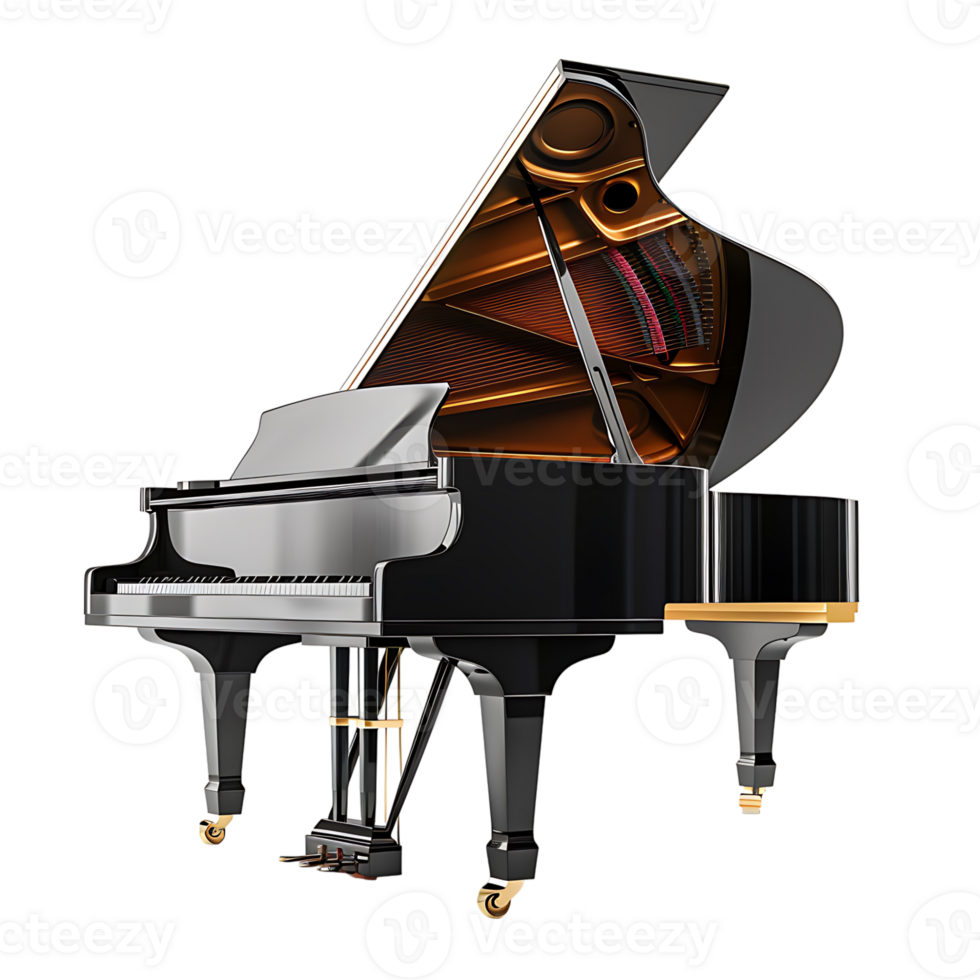 Grand piano on isolated transparent background png