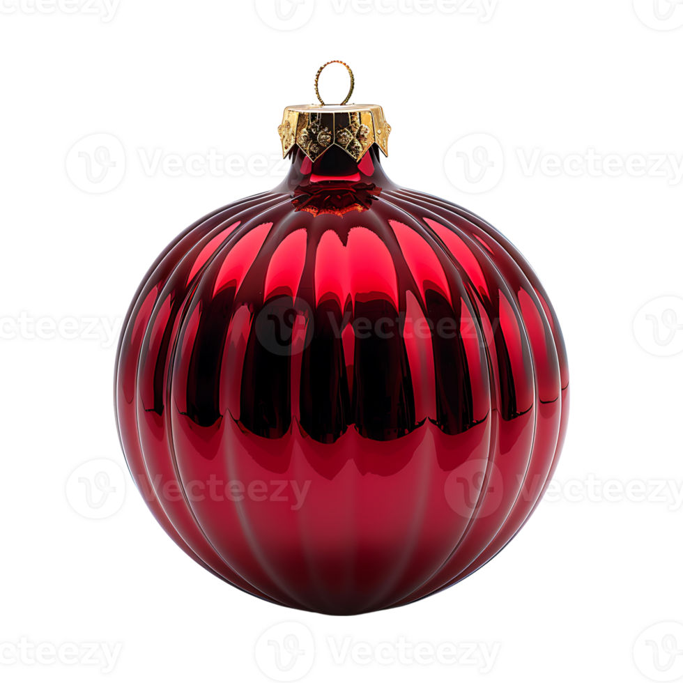 Ribbed christmas balls on isolated transparent background png