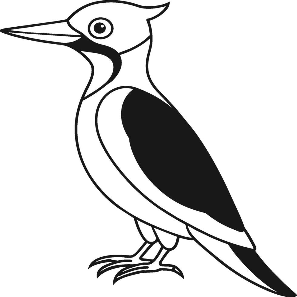 Woodpecker coloring pages. Woodpecker bird outline. Bird line art for coloring book vector