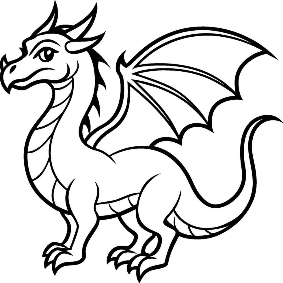 Dragon coloring pages. Dragons animal line art vector