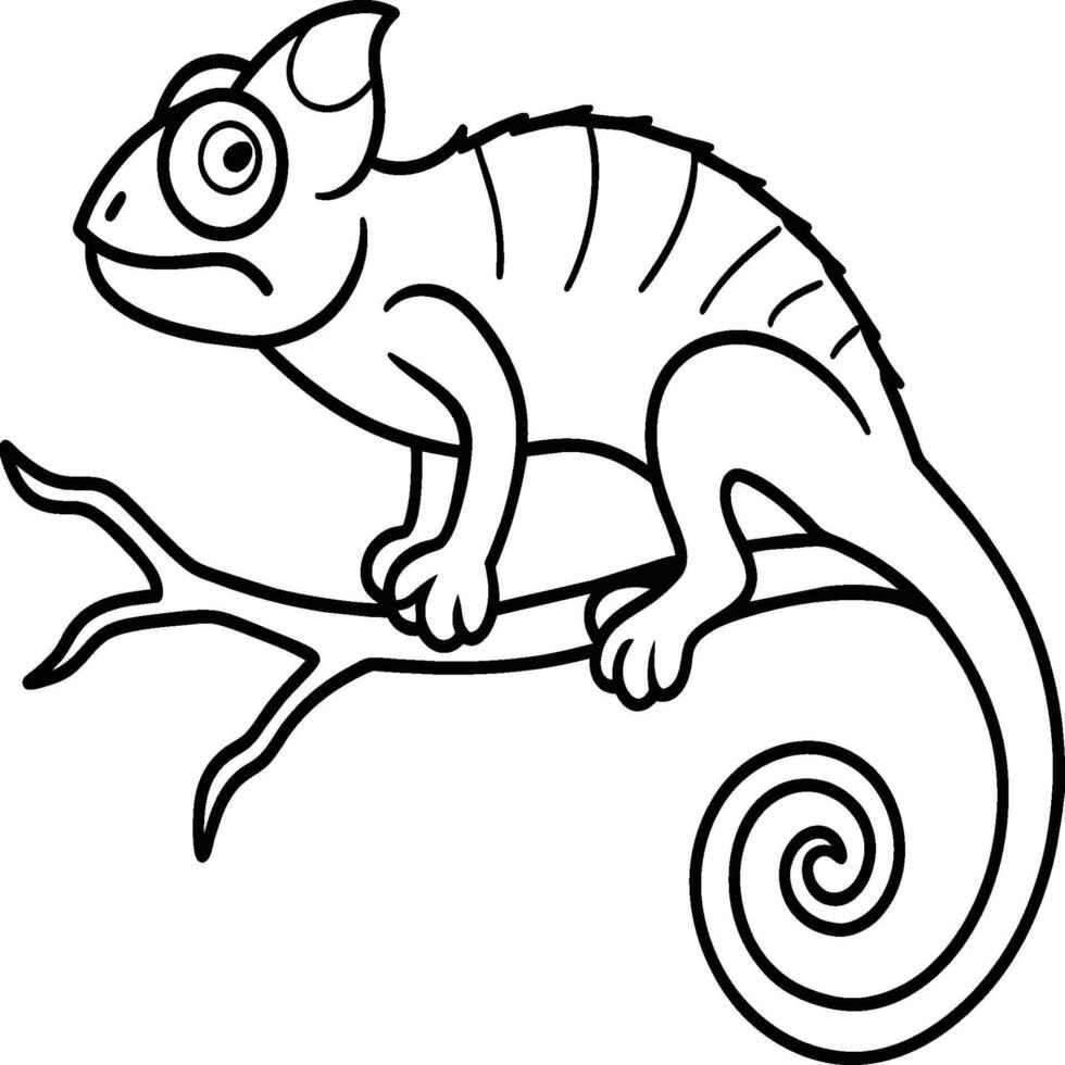 Chameleon coloring pages. chameleon animal line art vector