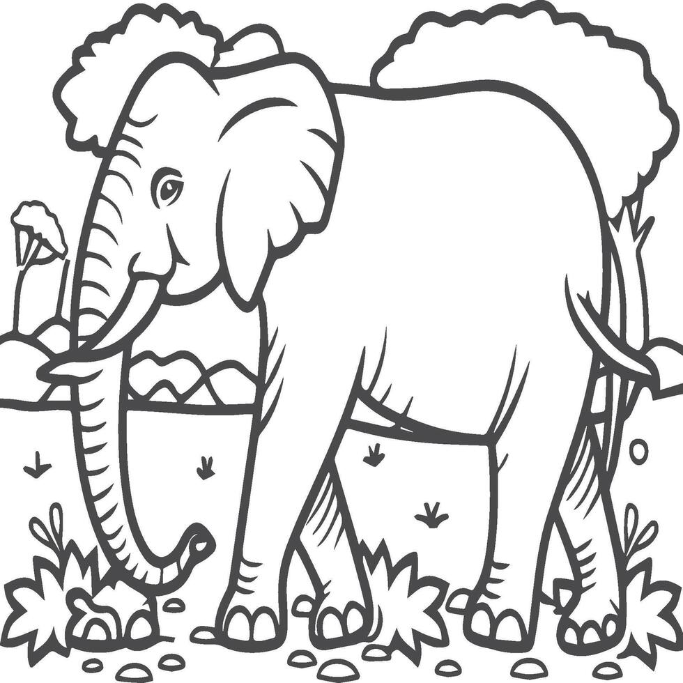 Elephant animal coloring pages for coloring book vector