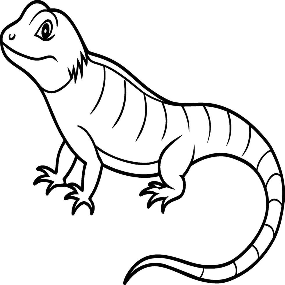 Lizard coloring pages. Lizard animal outline. Reptile line art vector