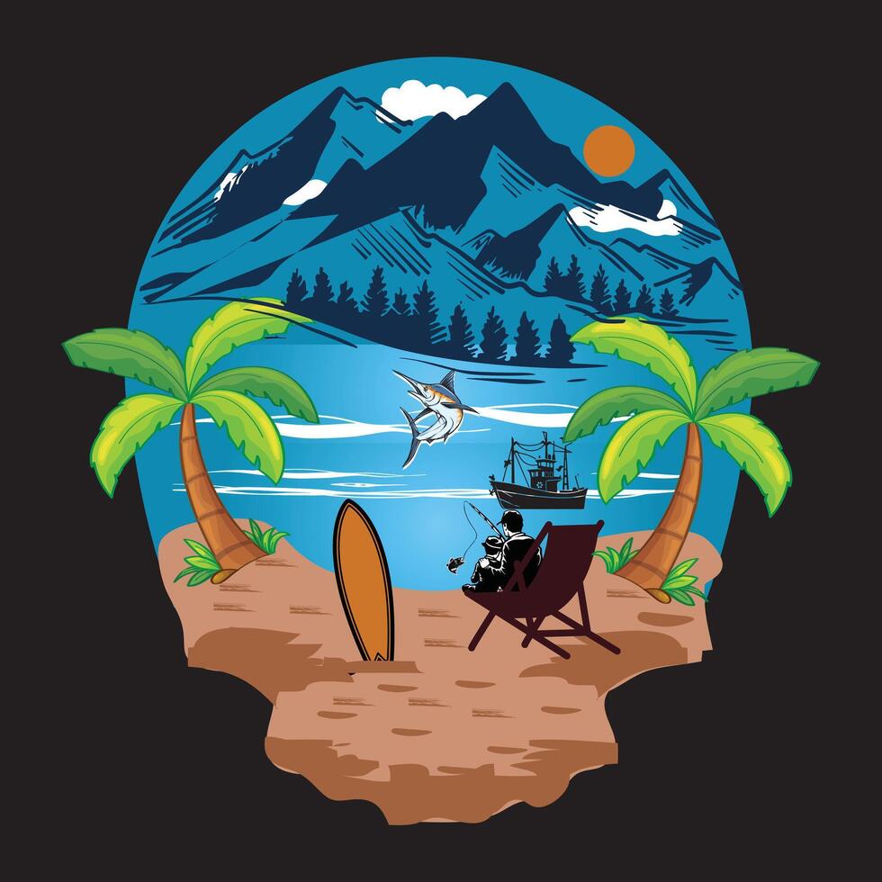 fishing t shirt design vector