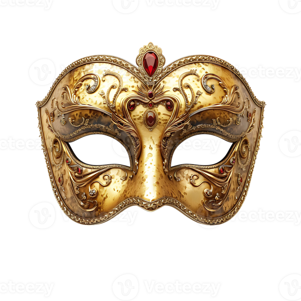 Golden opera mask on isolated transparent background png