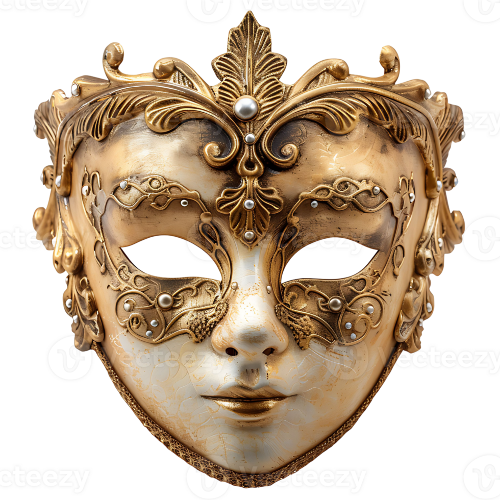 Golden opera mask on isolated transparent background png