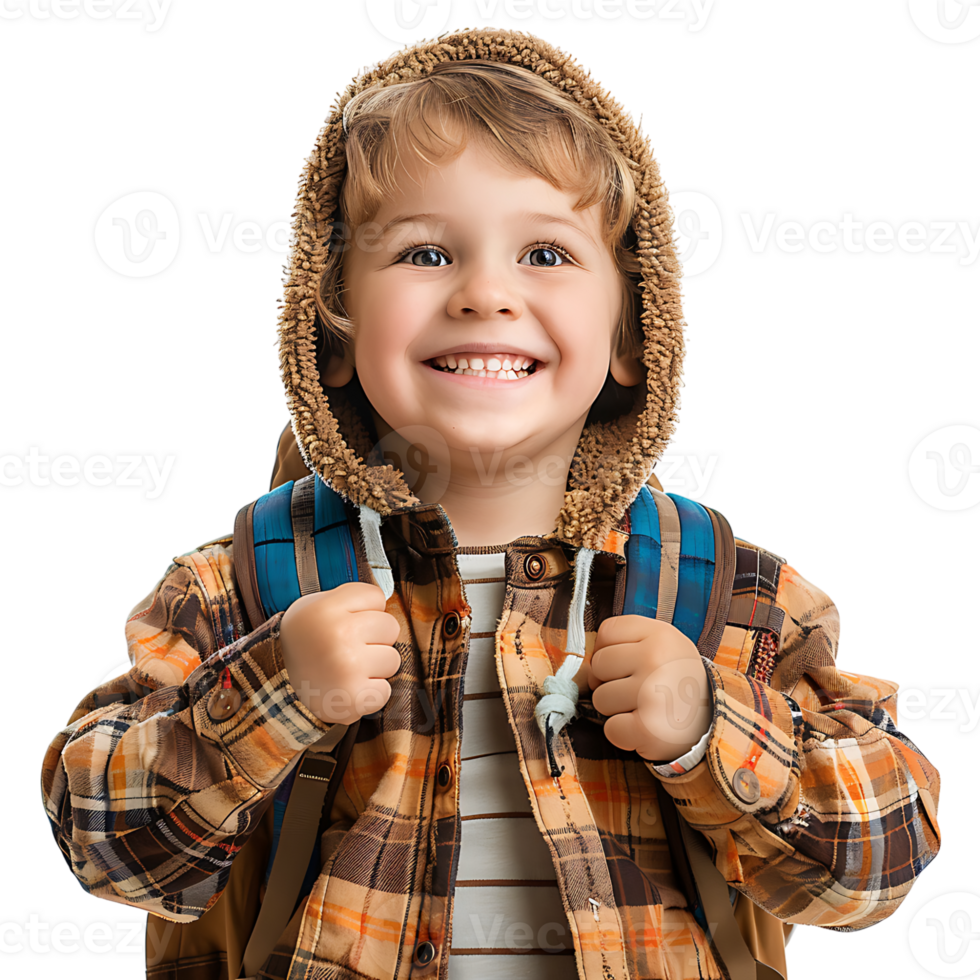 Happy kid student on isolated transparent background png