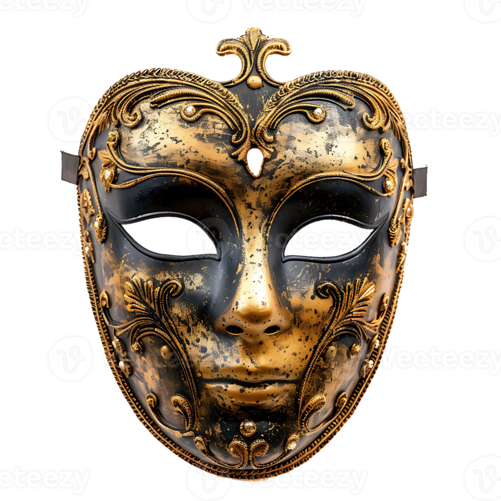 Golden opera mask on isolated transparent background png