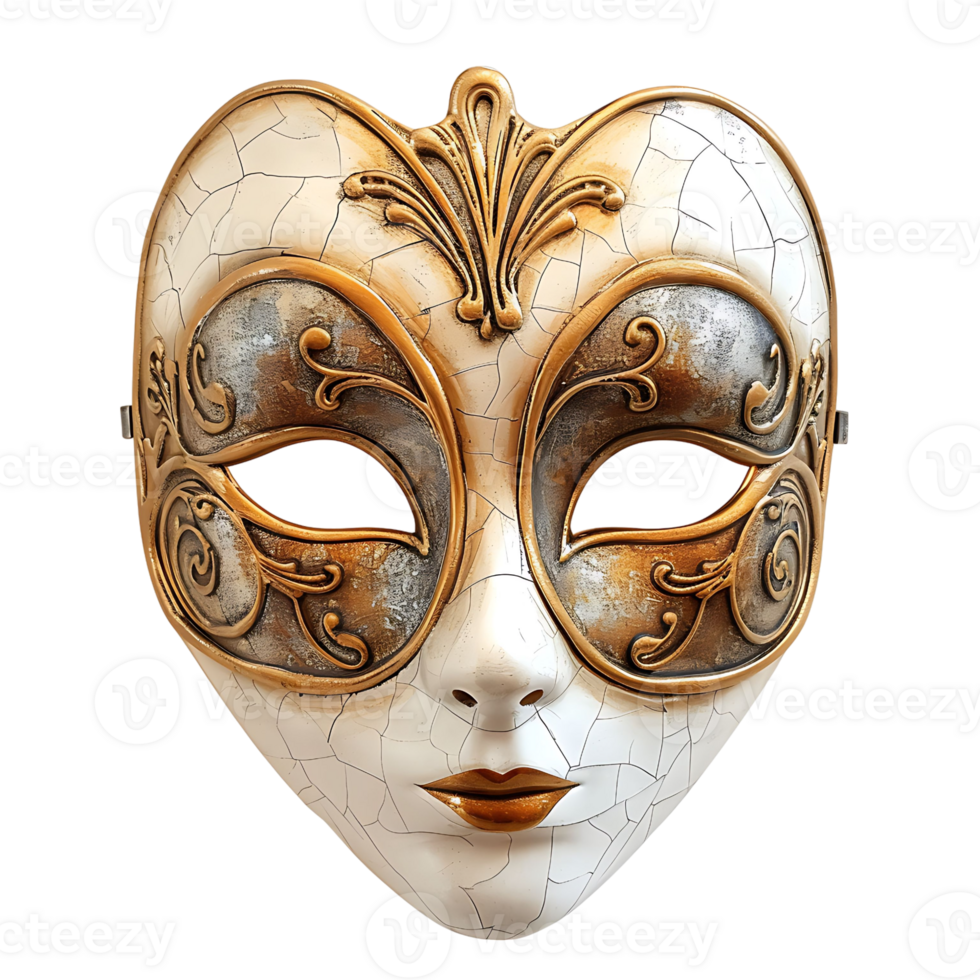Golden opera mask on isolated transparent background png