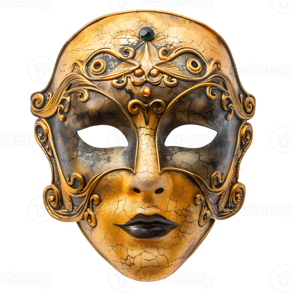 Golden opera mask on isolated transparent background png