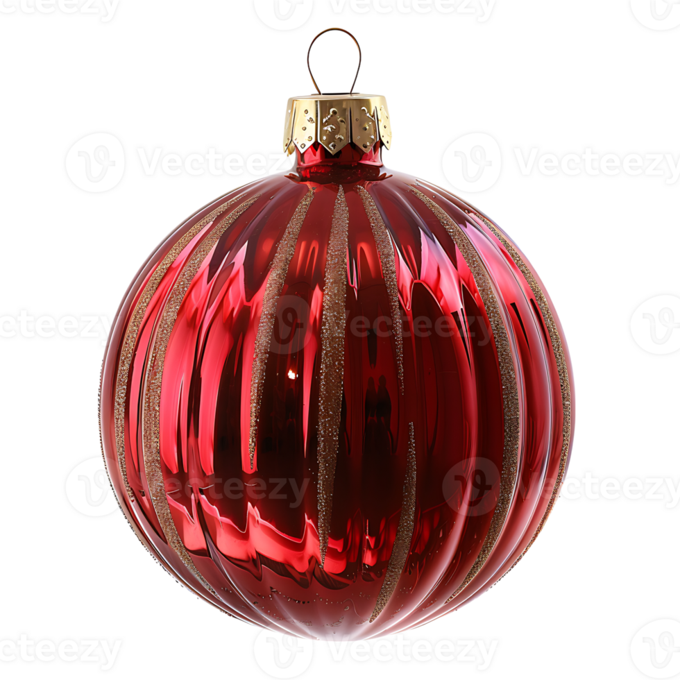 Ribbed christmas balls on isolated transparent background png