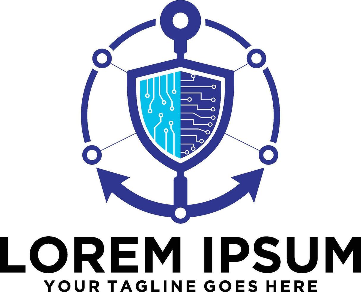 Cyber Security Anchor logo idea vector