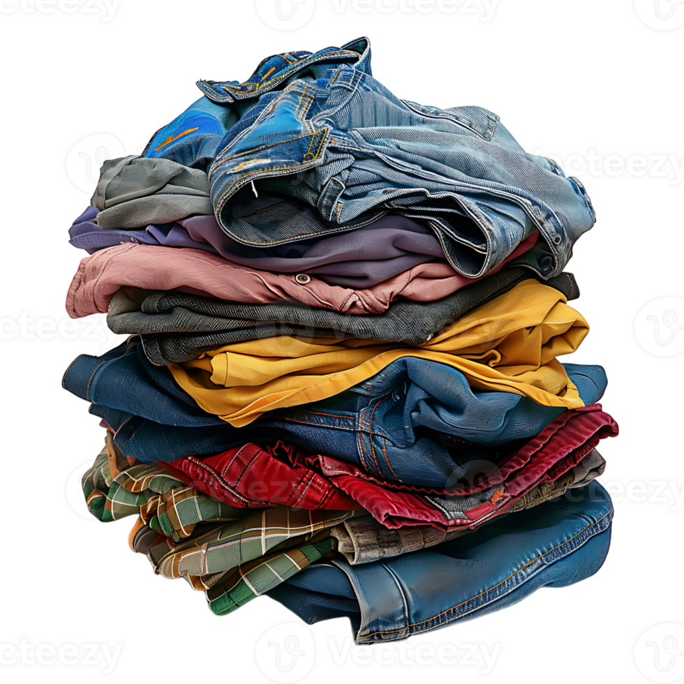 Pile of dirty clothes on isolated transparent background png