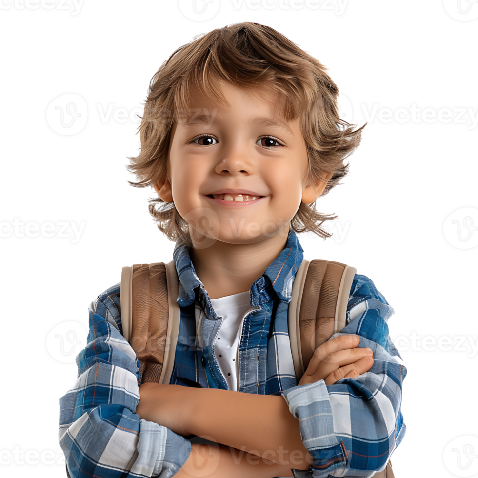 Happy kid student on isolated transparent background png