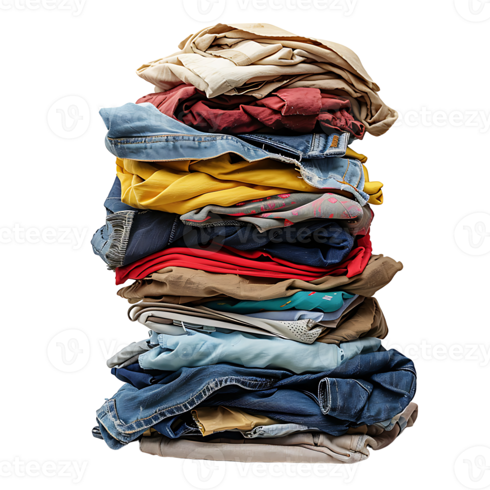 Pile of dirty clothes on isolated transparent background png