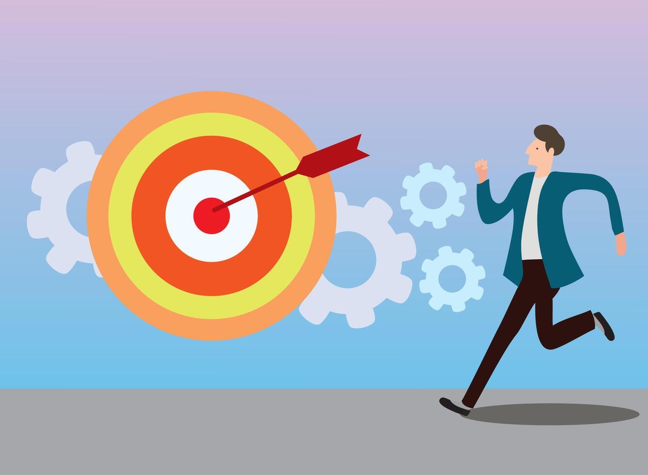 Businessman running to target. Successful business concept vector
