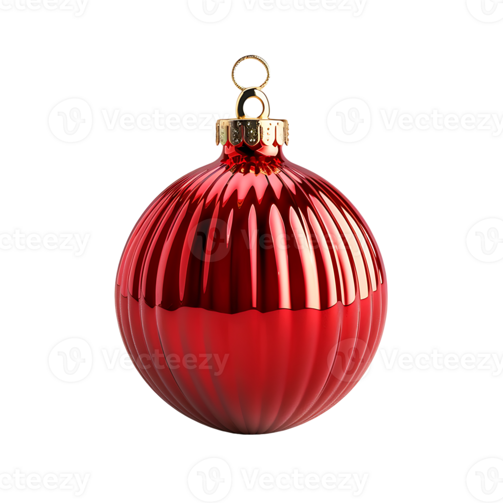 Ribbed christmas balls on isolated transparent background png