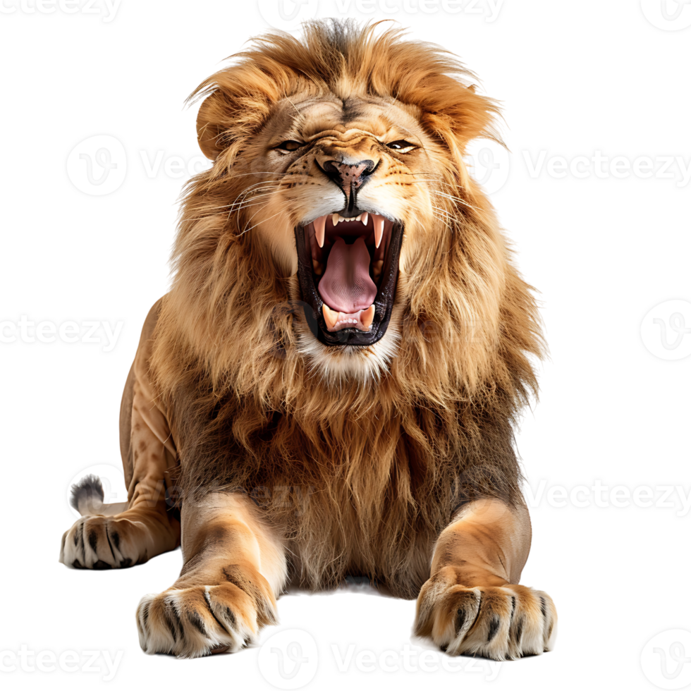 Angry lion on isolated transparent background png