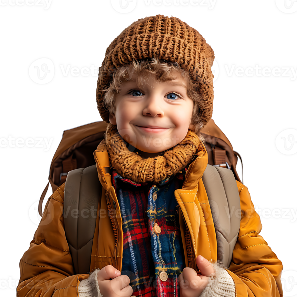 Happy kid student on isolated transparent background png