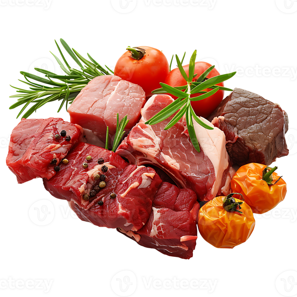 Meat in its raw state on isolated transparent background png