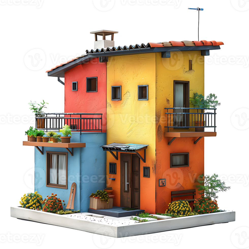 Duplex house on isolated transparent background png