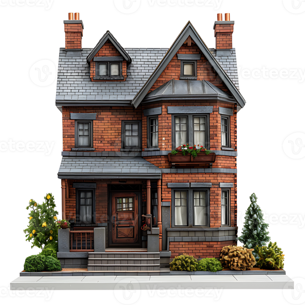 Duplex house on isolated transparent background png